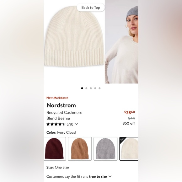 Nordstrom cashmere beanie NWOT - Picture 5 of 5